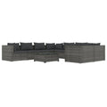 vidaXL 9-Piece Outdoor Garden Lounge Set with Cushions - Gray Poly Rattan - Weather-Resistant, Modular Design, Comfortable Cushions, Strong Frame
