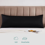 Oubonun 100% Cotton Body Pillowcase - 800 Thread Count/21X54, Moisture Absorbent And Breathable, Premium Hotel Body Pillow Cover For All Seasons, Black