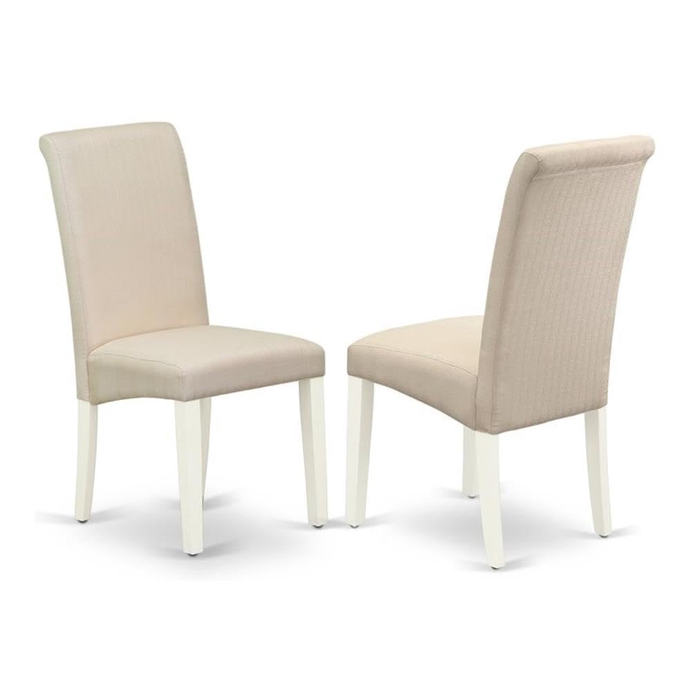 East West Furniture Bap2T01 Barry Parson Dining Room Chairs - Cream Linen Fabric Upholstered Chairs, Set Of 2, Linen White