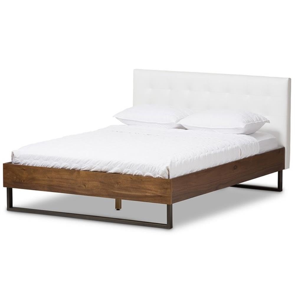 Baxton Studio Mitchell Faux Leather King Platform Bed in White
