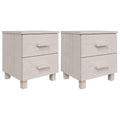 vidaXL Bedside Cabinets Set of 2 White Pine Wood 15.7X13.8X17.5In Modern Decor with Drawers Storage Solution for Bedroom Living 