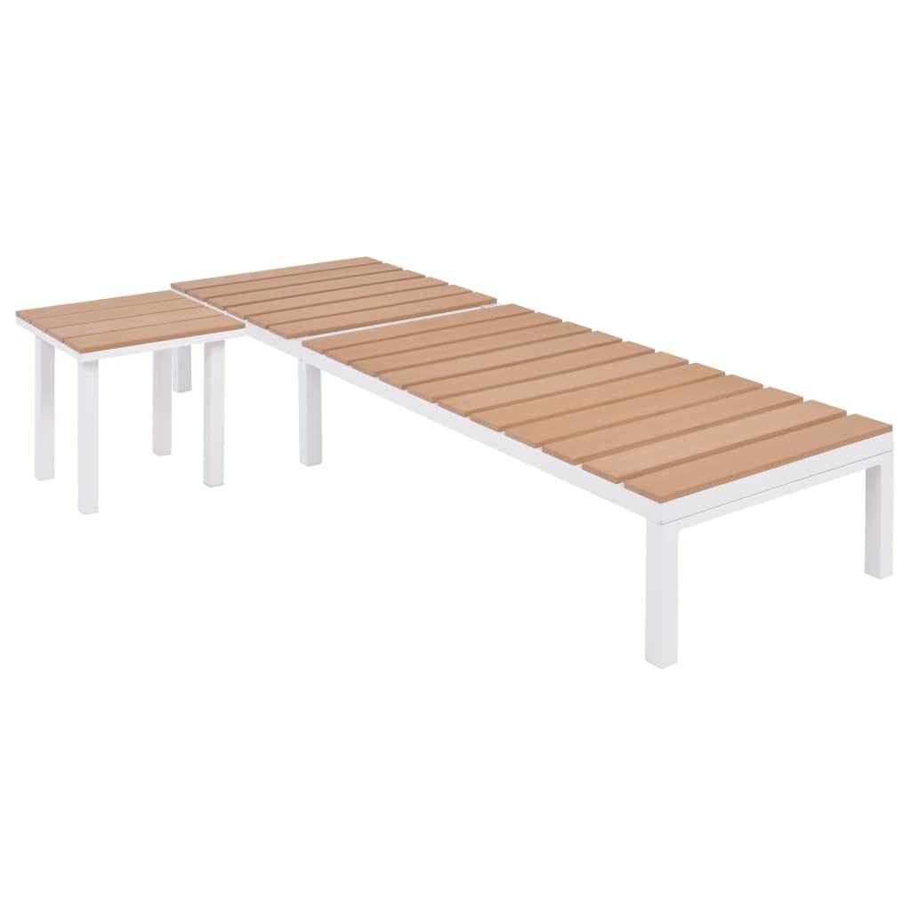 vidaXL Sun Lounger Set with Tea Table - Aluminum WPC Construction, Weather-Resistant, Lightweight and Durable for Patio or Garden Use, Includes 1 Lounger & 1 Table