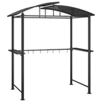 vidaXL Steel BBQ Gazebo with Side Shelves - Anthracite, Ideal for Barbeque Sessions During Sunny & Rainy Days, Durable Build 82.7"x44.9"x90.6"