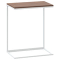 vidaXL Modern Industrial-Style C-Shaped Side/End Table in White and Brown - Engineered Wood, Iron Frame - 21.7x13.8x26