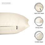 Cotton Canvas Throw Pillow Covers By Encasa Pack Of 2 Natural 16'X16' No Insert With Hidden Zipper | Decorative Cushion Covers