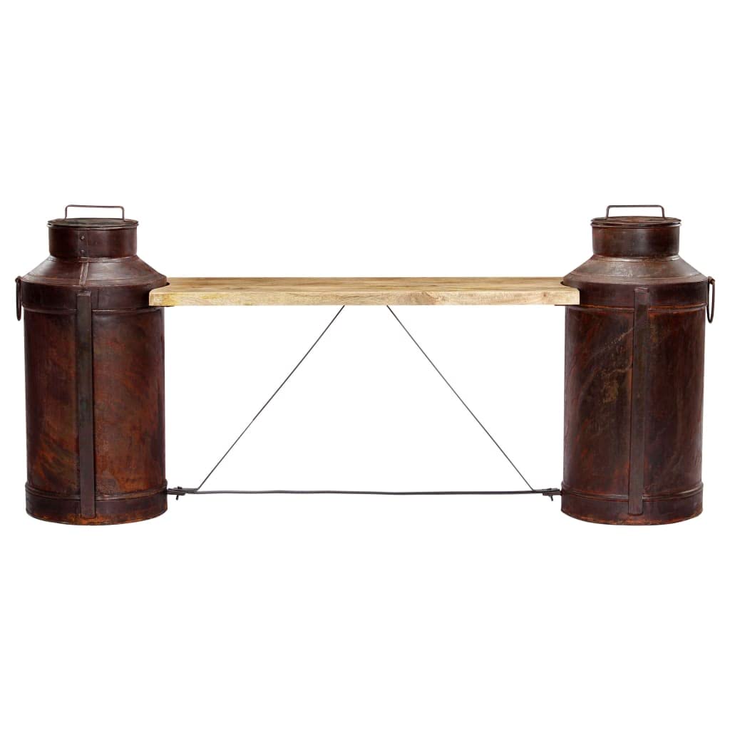 vidaXL Milk Bottle Design Bench - Solid Mango Wood Construction, Polished & Lacquered, Fully Assembled - 59.1&quot;x13&quot;x25.2&quot; - Whimsical, Industrial-Inspired Furniture
