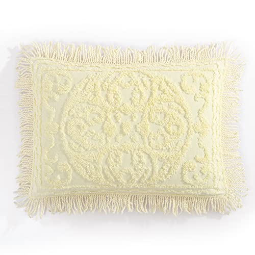 Beatrice Home Fashions Medallion Chenille, King Sham, Yellow