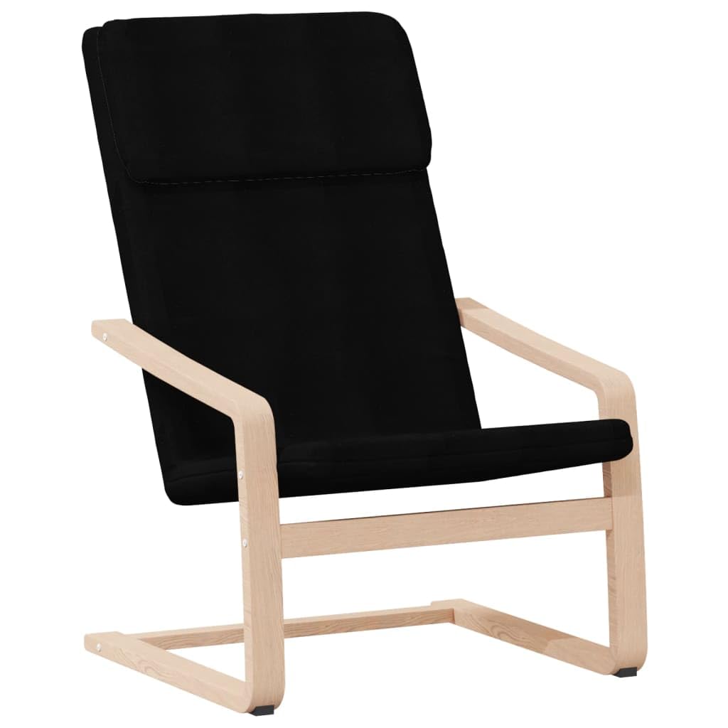 vidaXL Relaxing Chair with Footstool in Black Fabric - Solid Birch Wood Frame - Thickly Padded Seat and Backrest - 242.5lb Capacity - Removable and Washable Cover