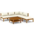 vidaXL Patio Lounge Set 6 Piece, Patio Furniture Set for Outdoor Garden, Sectional Sofa with Cushions, Corner Sofa, Retro Style, Solid Wood Acacia