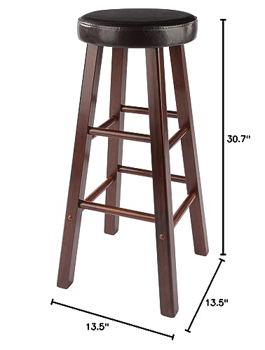 Maria 2-PC Bar Stool Set - Plush Cushion Seat, Solid Wood Frame, Espresso & Walnut Finish - Versatile for Home Bar or Dining - Assembly Required