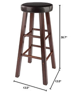 Maria 2-PC Bar Stool Set - Plush Cushion Seat, Solid Wood Frame, Espresso & Walnut Finish - Versatile for Home Bar or Dining - Assembly Required
