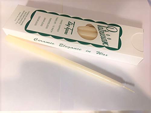 Patrician (10in Tall x 1/2 Diameter) Ivory Hand Dipped Skinny Taper Candles, Set of 12