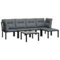 vidaXL Black and Gray 4-Piece Patio Lounge Set with Footstool - Outdoor Poly Rattan Garden Seating Solution - Sturdy and Durable Steel Frame Modular Design