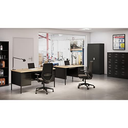 Lorell Fortress Maple Top Double-Pedestal Desk - 60" x 29.5" x 30"