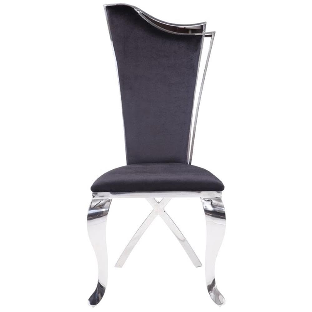 Acme Cyrene Side Chair (Set of 2) in Fabric and Stainless Steel