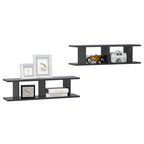 vidaXL Wall Shelves 2 pcs Gray 29.5"x7.1"x7.9" Engineered Wood