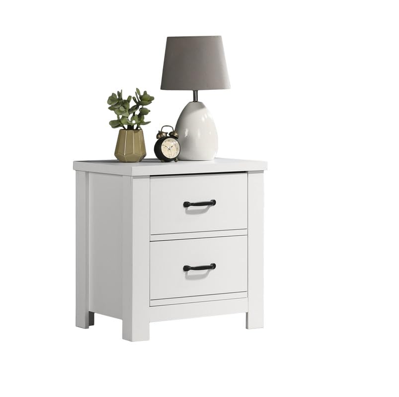 LILOLA LIVING Cassini White 2-Drawer Nightstand Bedside Table