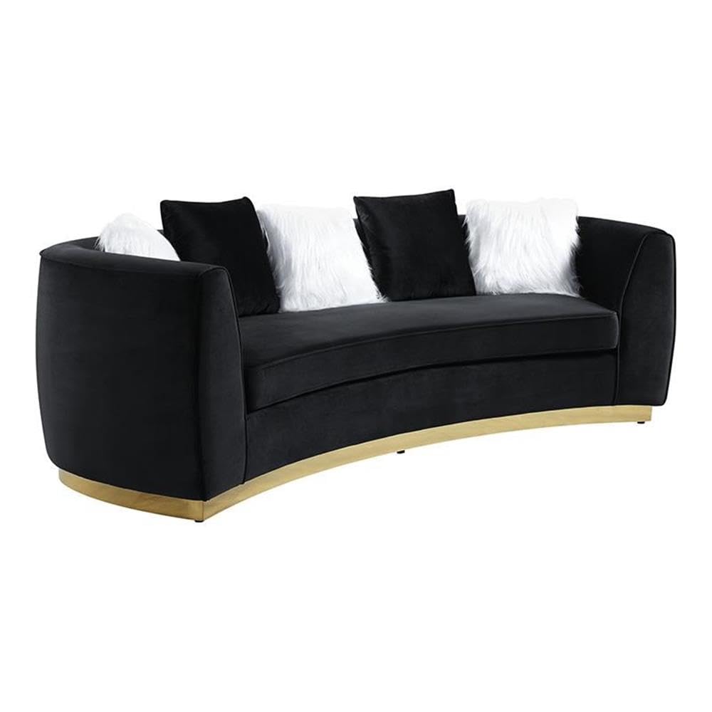 Acme Achelle Sofa with 5 Pillows in Black Velvet