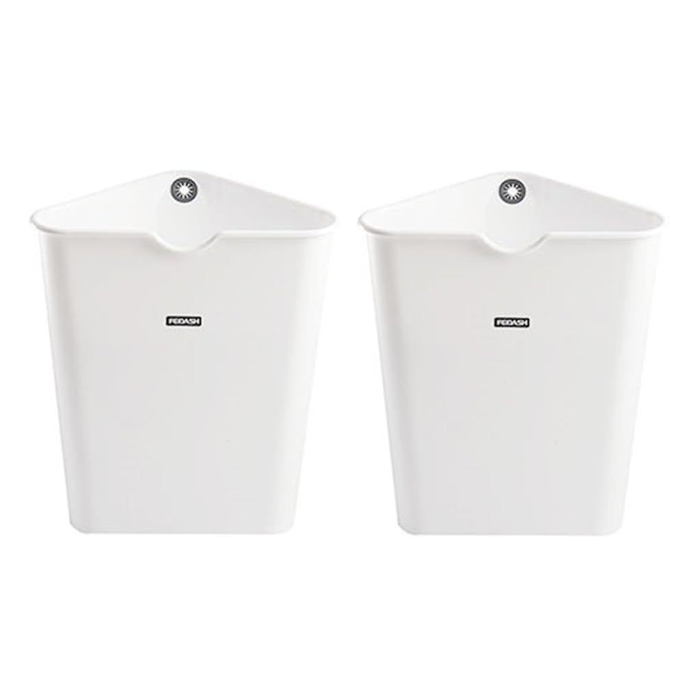 2 Pcs Triangle Spacesaving Trash Can for Corner, 2.6 Gallon Small Plastic Garbage Bin for Kitchen, Bathroom, RV, Coffee Bar, Sl