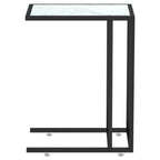 Vidaxl Computer Side Table C Shaped End Table White Marble Tempered Glass