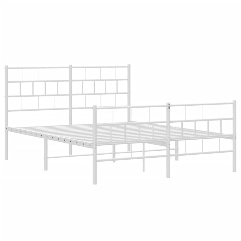 vidaXL 12-Inch White Metal Queen Bed Frame with Headboard & Footboard, Heavy-Duty Slats Support with Under-Bed Storage for Modern Bedroom, No Box Spring Needed & Easy Assembly, No Mattress