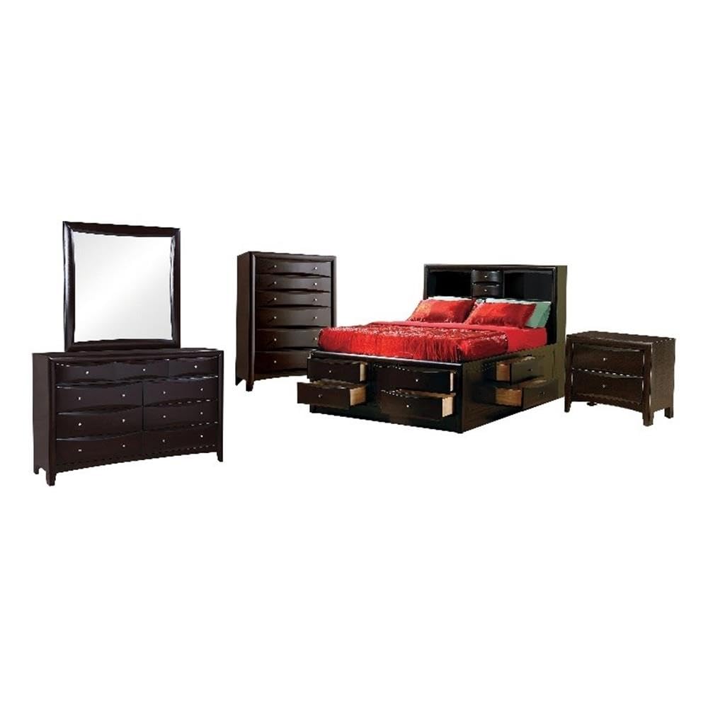 Coaster Phoenix Eastern King Bed 5-Piece Set, Cappuccino