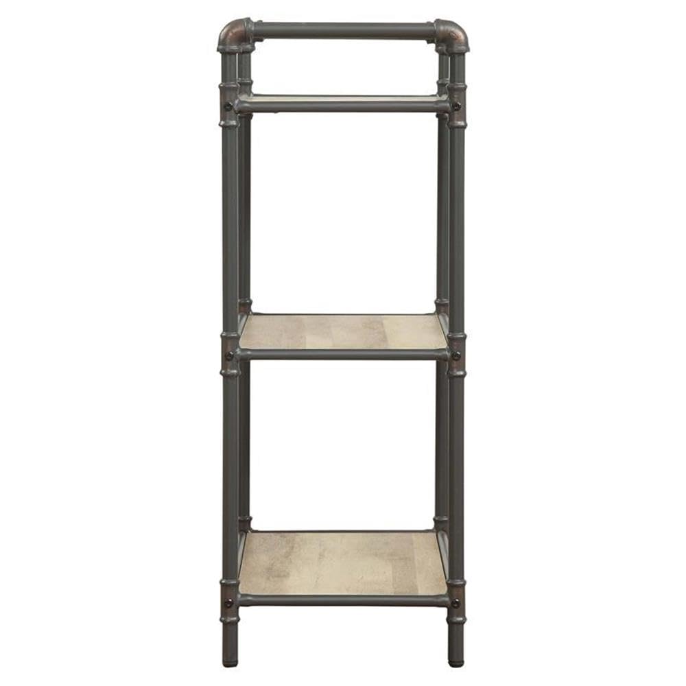 Acme Itzel 3 Wooden Tiers Rectangular Bookshelf in Antique Oak and Sandy Gray