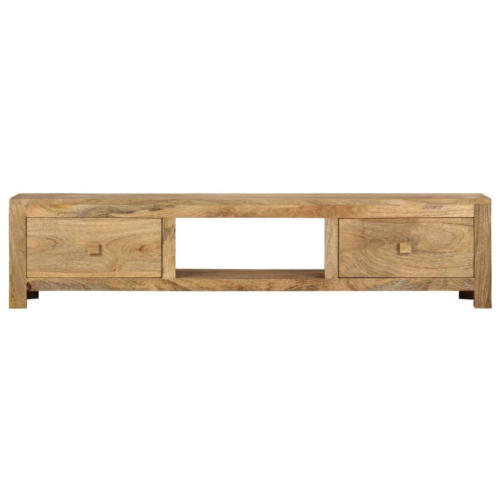 vidaXL Solid Mango Wood TV Stand - Industrial-Style Entertainment Center with Drawers and Open Compartment - Unique, Durable, Versatile