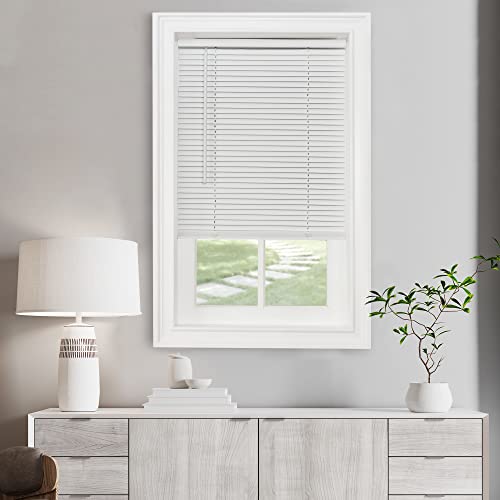 Cordless Light Filtering Mini Blind - 40 Inch Length, 64 Inch Height, 1' Slat Size - Pearl White - Cordless Gii Morningstar Hor