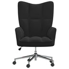 vidaXL Relaxing Chair – Black Velvet, Adjustable Height, 360-Degree Swivel, Rolling Castors, Sturdy Steel Frame - for Office, Living Room, Lounge Area
