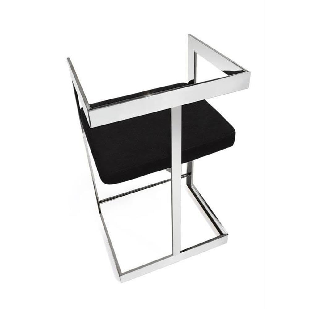 Neos Modern Furniture Bar Stool, 30'' With Black Cushion And Stainless Steel Base