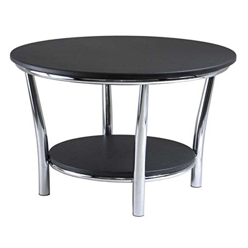 Maya Round Coffee Table - Sleek Design, Contemporary Aesthetic, Ample Storage, Polished Steel Frame, Easy Assembly - 29" Diameter, 19.02" H