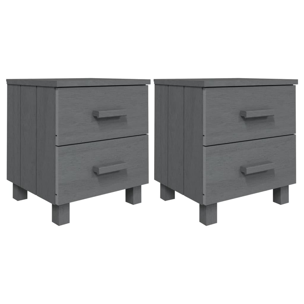 Bedside Cabinets 2 pcs Dark Gray 15.7&quot;x13.8&quot;x17.5&quot; Solid Pinewood