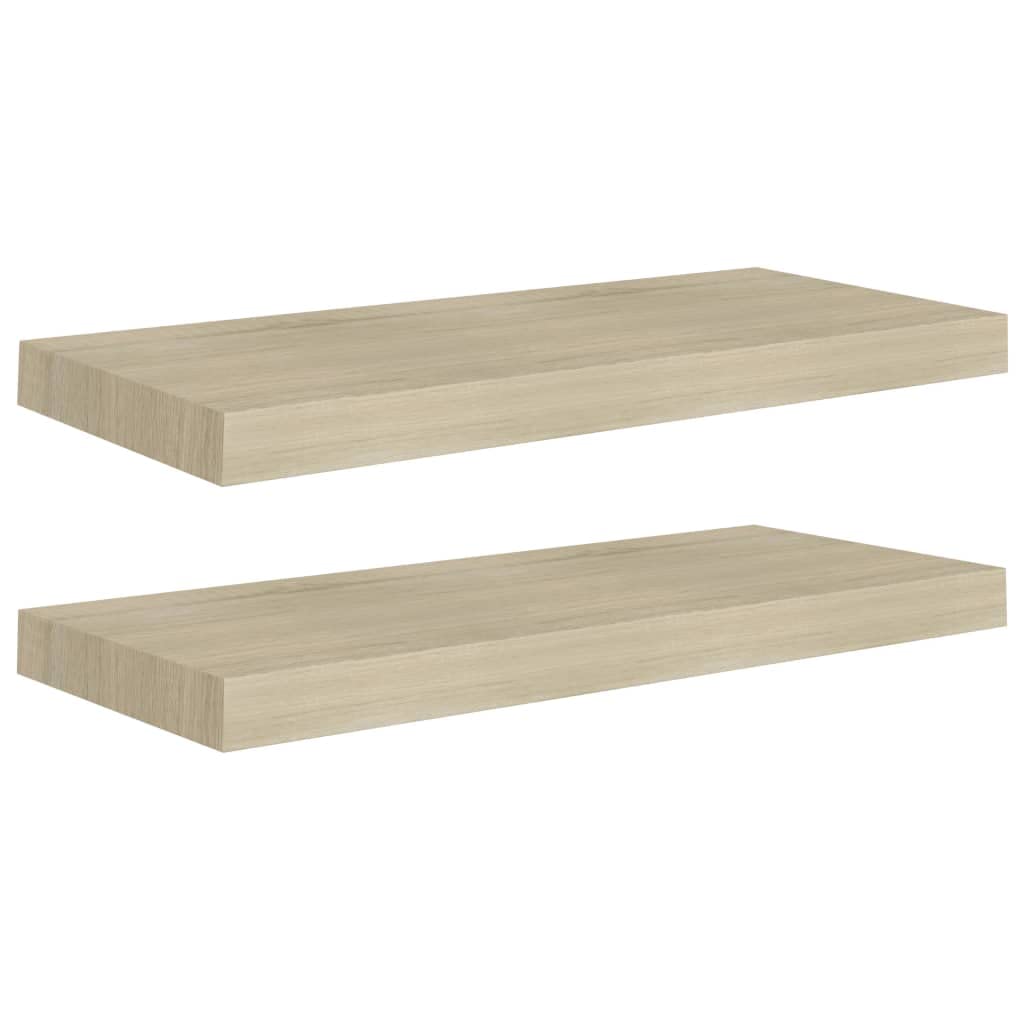 Floating Wall Shelves-SKM Floating Wall Shelves 2 pcs Oak 23.6&quot;x9.3&quot;x1.5&quot; MDF