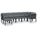 vidaXL Patio Lounge Set 7 Piece, Sectional Sofa Set with Cushions, Conversation Set with Outdoor Footstool, Modern Style, Black 