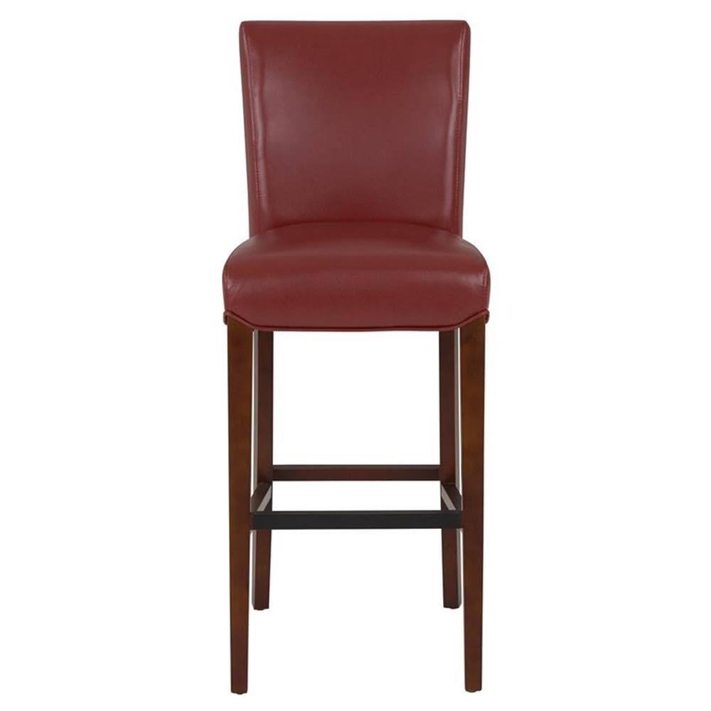 New Pacific Direct Milton Bonded Leather Counter Bar & Counter Stools, Dark Brick Red