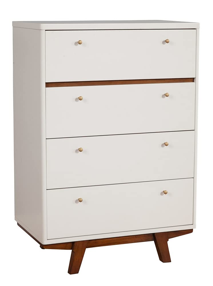 Alpine Furniture Dakota 4-Drawer Mahogany And Veneer Chest, White/Acorn