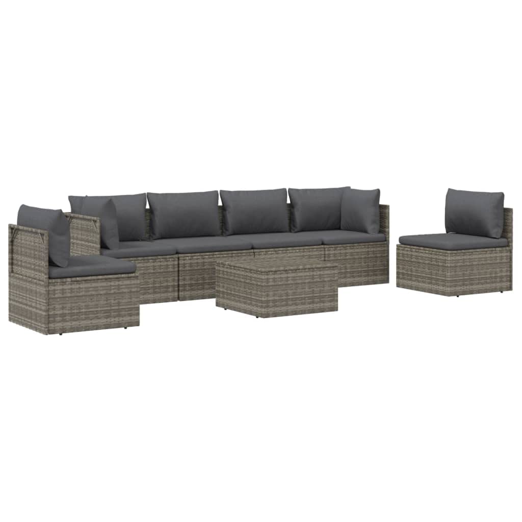 Vidaxl: Modern 7 Piece Gray Poly Rattan Patio Lounge Set – Comfortable Outdoor Seating With Cushions, Ample Storage Space, Waterproof Bag Included