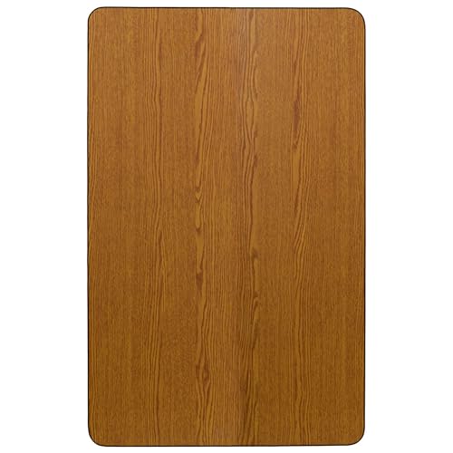 Flash Furniture Wren 36''W x 72''L Rectangular Oak Thermal Laminate Activity Table - Height Adjustable Short Legs