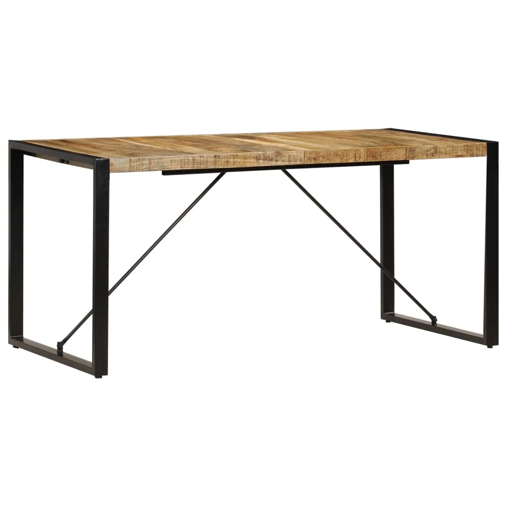vidaXL Dining Table - Industrial-Style, Crafted from Solid Mango Wood and Powder-Coated Steel, Easy to Assemble, Brown and Black Finish, Perfect for Kitchen and Dining Room