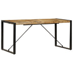 vidaXL Dining Table - Industrial-Style, Crafted from Solid Mango Wood and Powder-Coated Steel, Easy to Assemble, Brown and Black Finish, Perfect for Kitchen and Dining Room