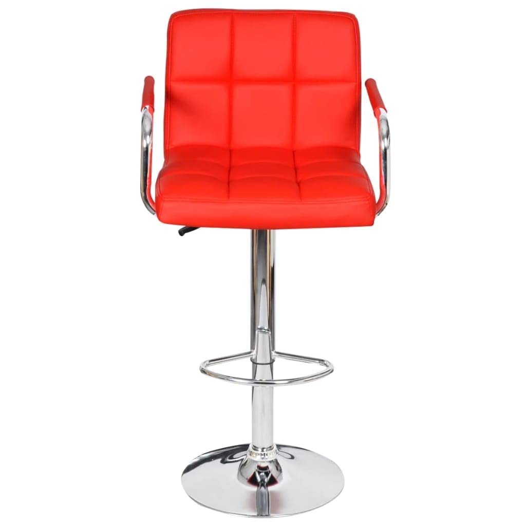 vidaXL - Modern Adjustable Counter Height Bar Stools, Set of 2, Red Faux Leather with Footrest, Ergonomic Back & Armrest, Gas Lift Mechanism