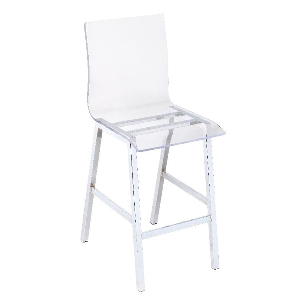 Acme Nadie Metal Frame Counter Stool in White and Chrome Set of 2