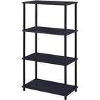 Acme Nypho 4 Wooden Shelves Rectangular Bookshelf With Metal Frame In Black