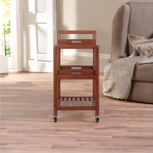 Ergode Albert Entertainment Cart: Versatile, Elegant Walnut Finish, Removable Trays