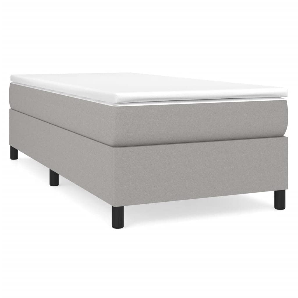 vidaXL Modern Fabric Box Spring Bed Frame, Twin XL, Light Gray, Plywood & Engineered Wood, Suitable for 39.4"x79.9" Mattress