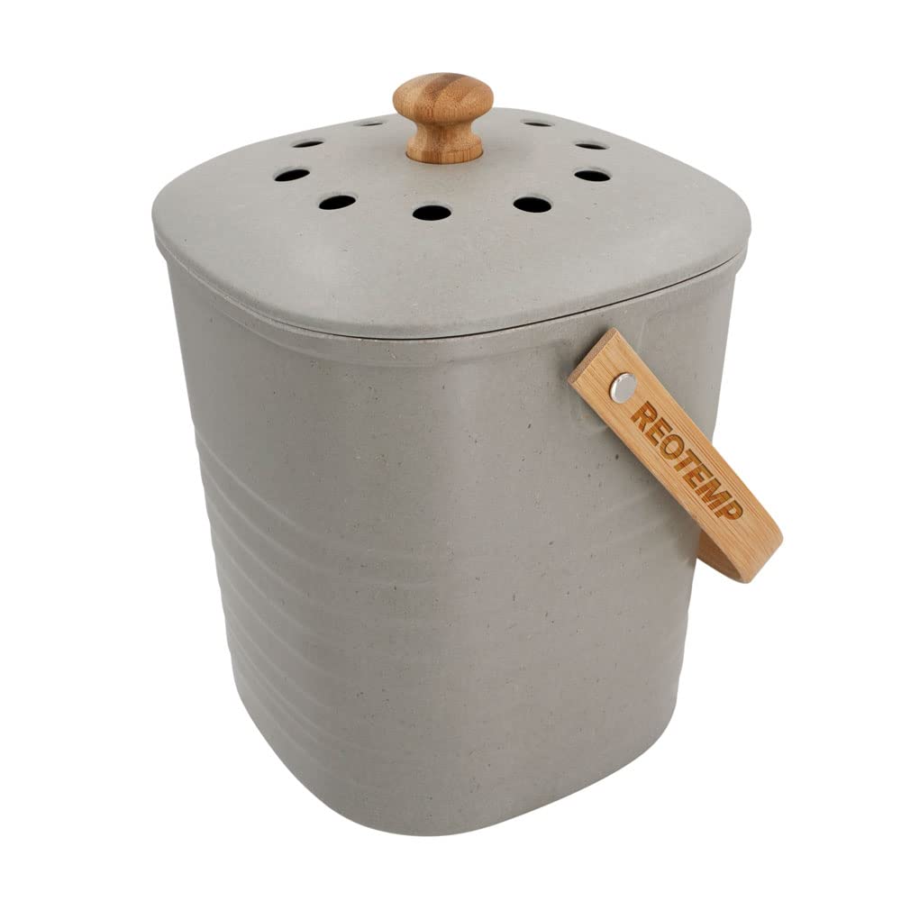 Reotemp Bamboo Fiber Kitchen Compost Bin (Grey)