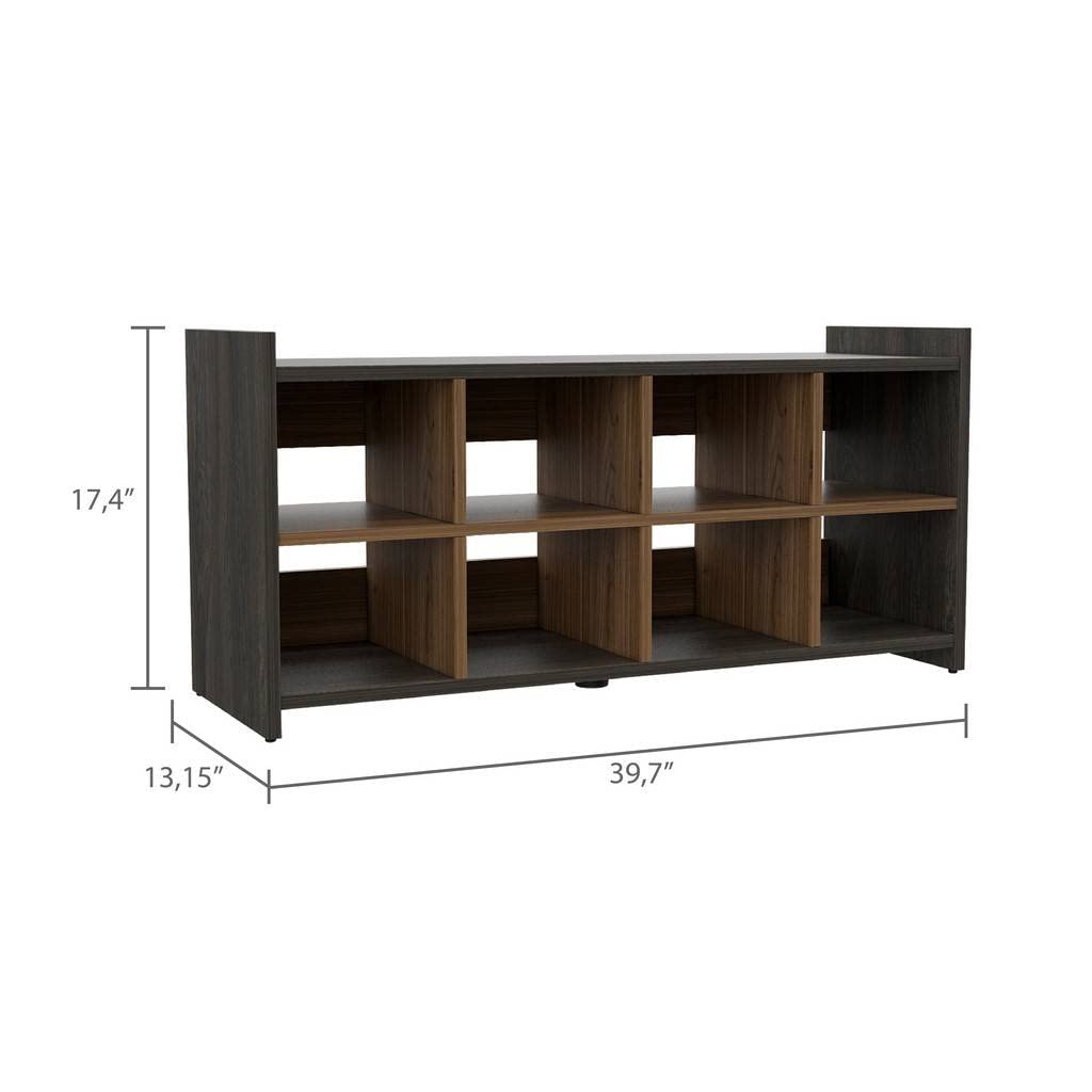 HomeRoots Espresso - Mahogany Modern Espresso and Mahogany Eight Pair Shoe Rack Storage Unit