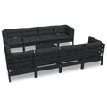 vidaXL Solid Pinewood Patio Lounge Set 9 Piece with Cushions Garden Outdoor Lawn Yard Terrace Balcony Wooden Seat Seating Furniture