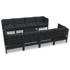 vidaXL Solid Pinewood Patio Lounge Set 9 Piece with Cushions Garden Outdoor Lawn Yard Terrace Balcony Wooden Seat Seating Furniture